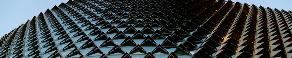 Cladding on a curved spikey building